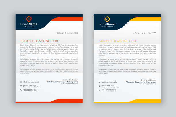 Letterhead design template. Creative, minimalist and clean modern business A4 letterhead template design for your project. Letterhead design template. Creative, minimalist and clean modern business A4 letterhead template design for your project. newsletter mockup stock illustrations