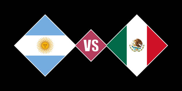 argentinien vs mexiko flaggenkonzept. vektorillustration. - argentina qatar stock-grafiken, -clipart, -cartoons und -symbole