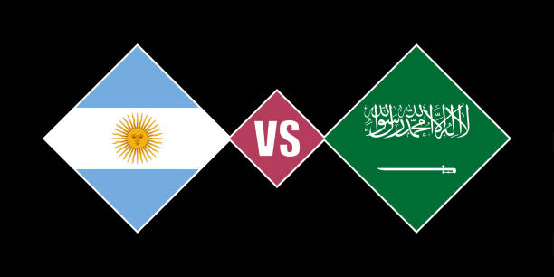 illustrazioni stock, clip art, cartoni animati e icone di tendenza di concetto di bandiera argentina vs arabia saudita. illustrazione vettoriale. - argentina arabia saudita