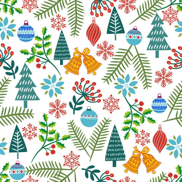 Vector illustration of Christmas seamless pattern .