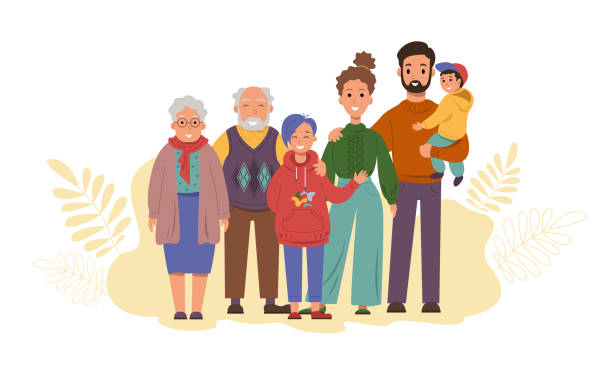 ilustrações de stock, clip art, desenhos animados e ícones de family together - grandparent grandfather humor grandchild
