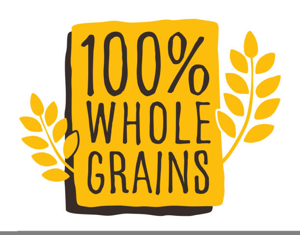 ilustraciones, imágenes clip art, dibujos animados e iconos de stock de insignia cuadrada 100 por ciento whole grains - endosperm