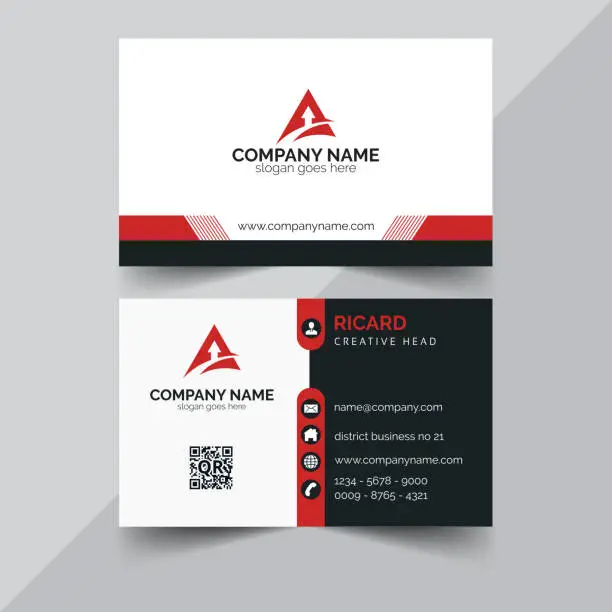 Vector illustration of Creative and clean business card template. Minimalist name card. Two sided cards.