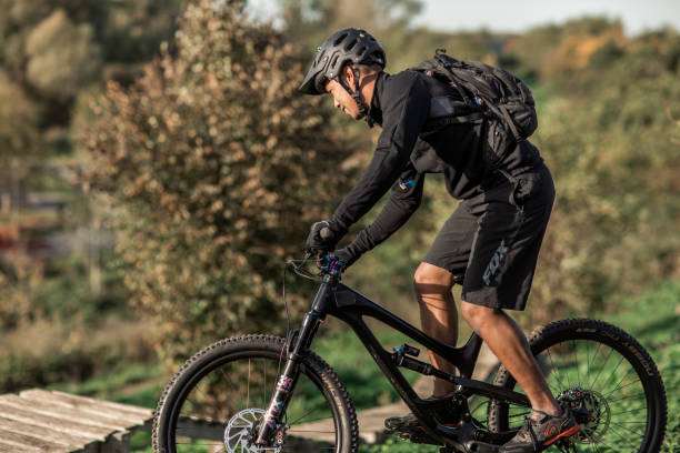 istock An adventurous black mountain biker alone on the trail 1437897556
