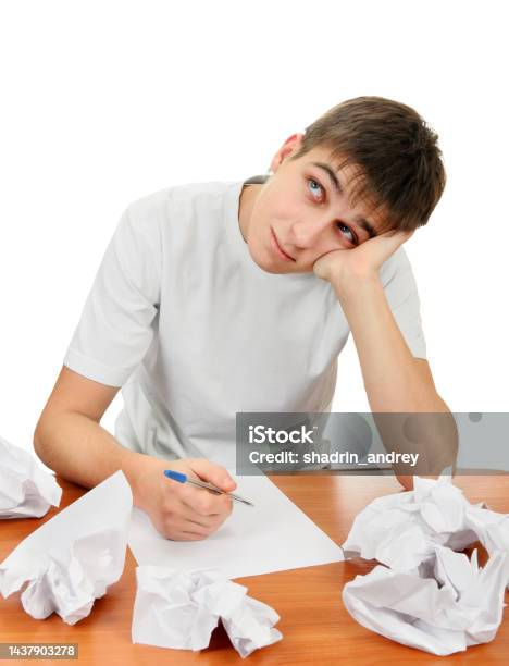 Teenager Compose A Letter Stock Photo - Download Image Now - 20-24 Years, Adult, Adults Only