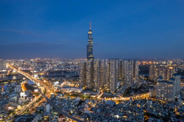 istock image aerial view of Landmark 81 is a super-tall skyscraper currently under construction in Ho Chi Minh City, Vietnam. It is the tallest building in Vietnam 1437903491