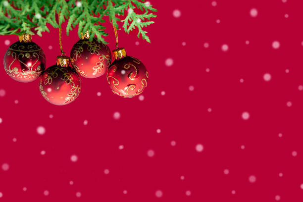 istock Realistic Christmas cards with red balloons... 1437903880