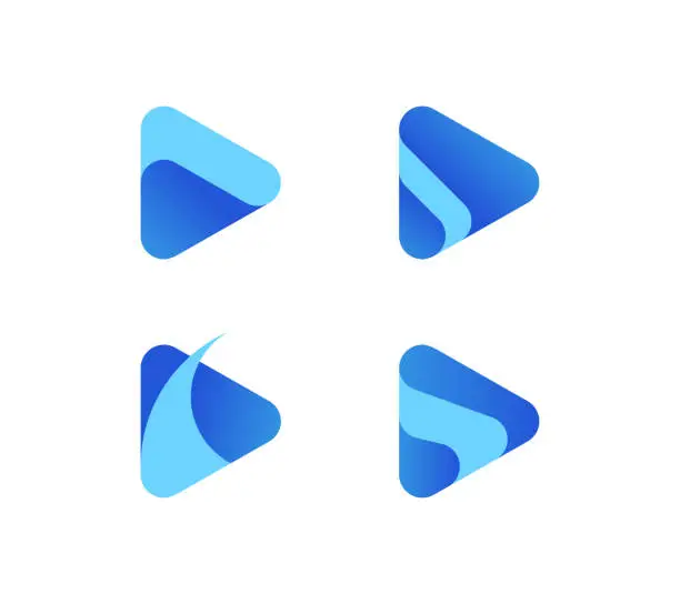 Vector illustration of Blue Play Media Button Logo