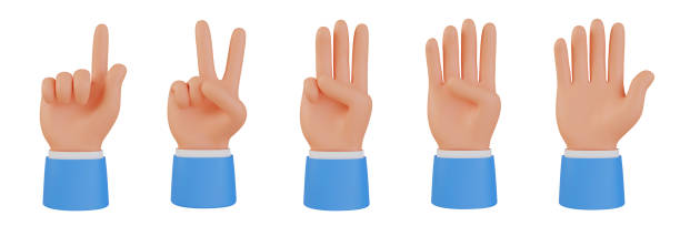 istock Hands gestures 3D cartoon, collection icon character hand set, isolated on white background 1437910928