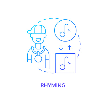 Rhyming memorization techniques blue gradient concept icon. Retain information. Brain training. Improve memory abstract idea thin line illustration. Isolated outline drawing. Myriad Pro-Bold font used