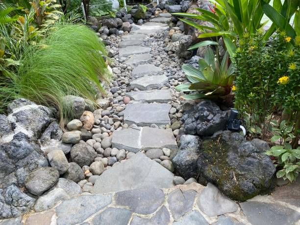 istock Mini garden at the terrace with stone pavement 1437914932