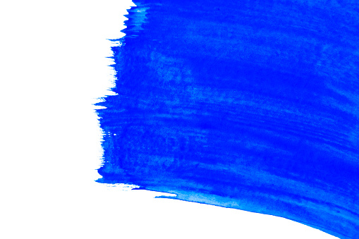 Blue paint spot isolated on a white background. Space for copy.
