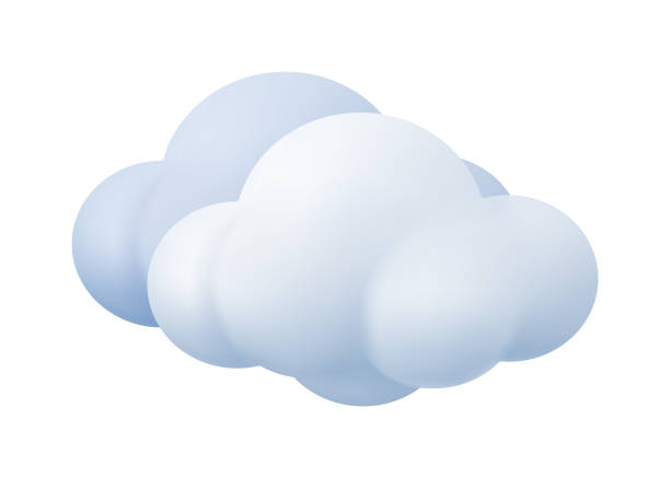 istock Cloudy meteorological condition, isolated weather forecast icon. Visible mass of condensed water vapor. Vector in three dimensional 3d, realistic style 1437915538