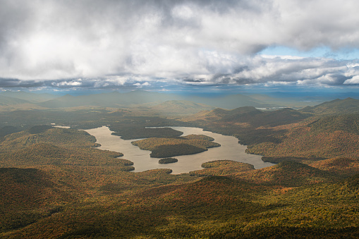 Adirondacks High Elevation Lake Placid View  in Autumn in New York