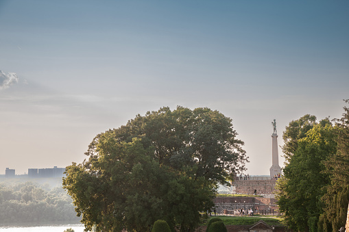Picture of the iconic victory statue seen on Belgrade's fortress, Kalemegdan. Also known as Pobednik, or Viktor, This statue is one of the symbols of Belgrade, Serbia