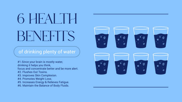 польза питьевой воды для здоровья - water glass glasses number 8 stock illustrations