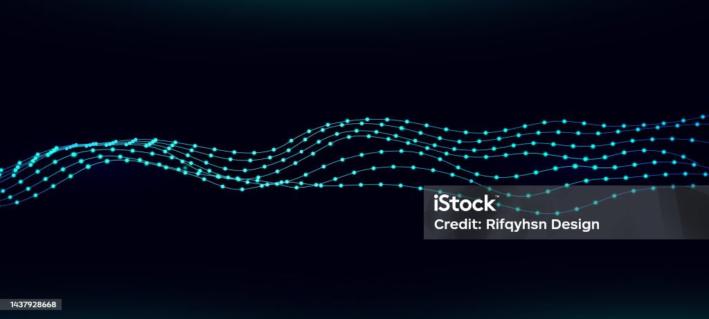 Line Technology Particles Abstract Blue Waving Dotted Line Particle Technology Background Stock ...