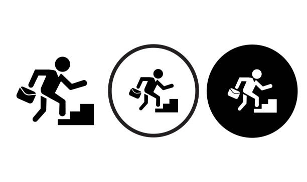 icon gehen treppen hinauf - stair climbing machine flash stock-grafiken, -clipart, -cartoons und -symbole