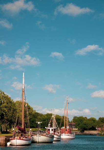 istock Several sailboats docked on the riverbank 1437930701