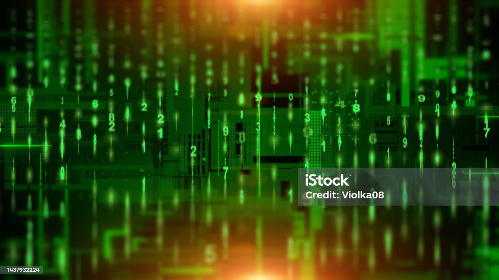 Futuristic Digital Green Matrix Style Binary Computer Code Security ...