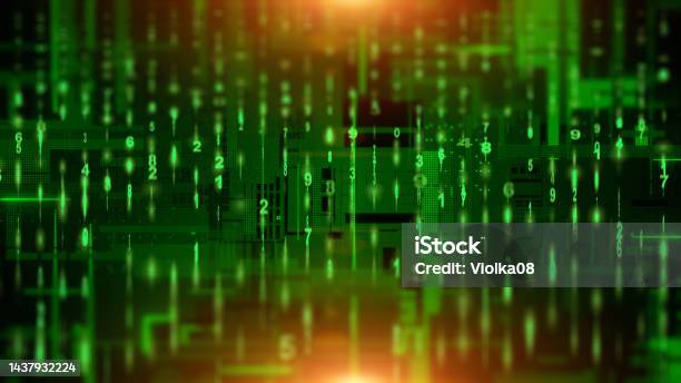 Futuristic Digital Green Matrix Style Binary Computer Code Security ...