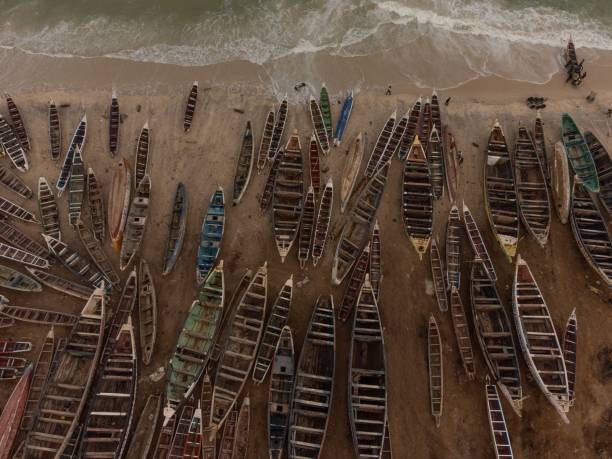 istock Fishing boats on the sand 1437934620