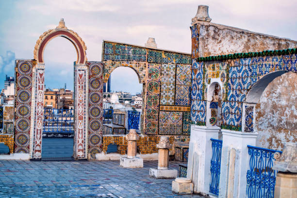 Skyline of Old city, Tunis Medina in Tunisia, UNESCO world heritage site, overlooking Al Zaytuna mosque Skyline of Old city, Tunis Medina in Tunisia, UNESCO world heritage site, overlooking Al Zaytuna mosque tun stock pictures, royalty-free photos & images