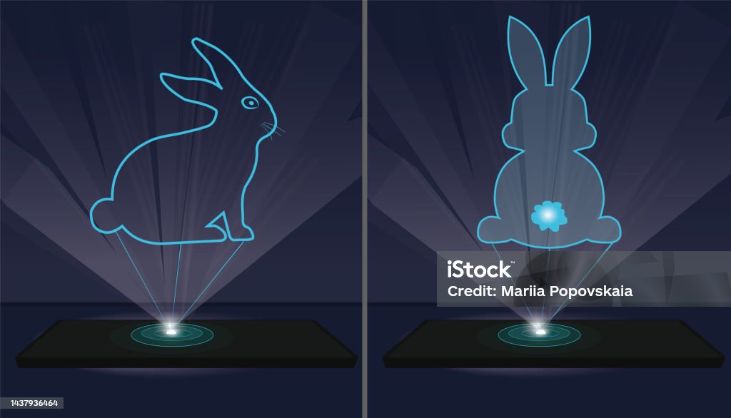 Laser Rabit Two Laser Holographic Projections Of A Rabbit Stock Illustration ...