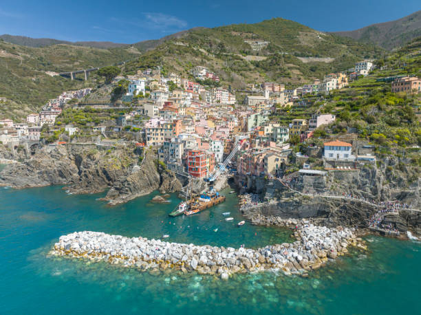 istock Riomaggiore town from aerial view 1437939202