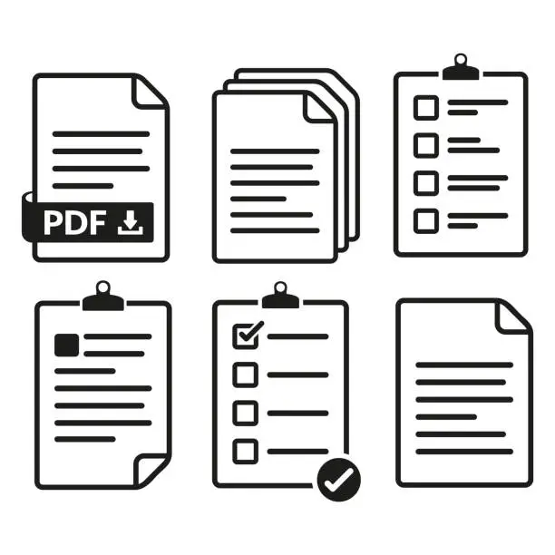 Vector illustration of Set of documents and folders icon.