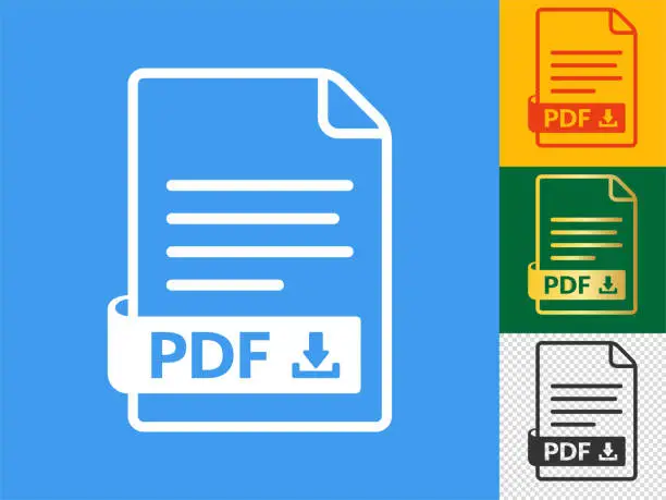 Vector illustration of Pdf document download icon set