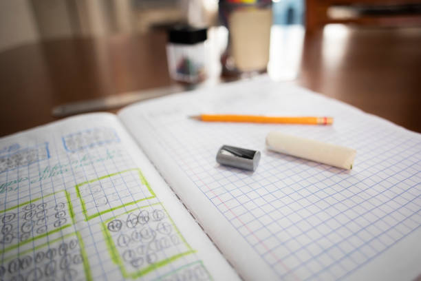 notebook and school supplies on the table
