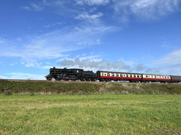 Steam train traveling in Norfolk, UK