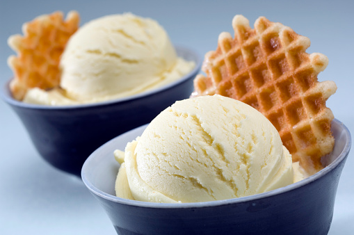 Delicious vanilla ice cream served in bowls.