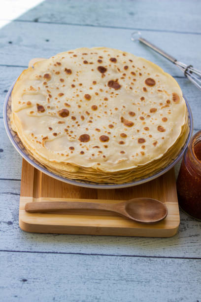istock Homemade pancakes with a jam 1437951862