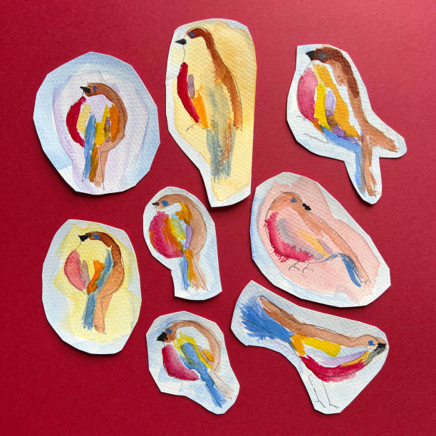 Watercolor abstract birds
