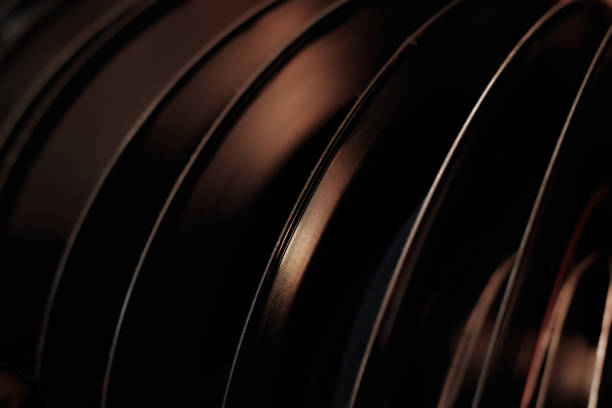 istock Close up on vertically aligned stored vinyl records. 1437952784