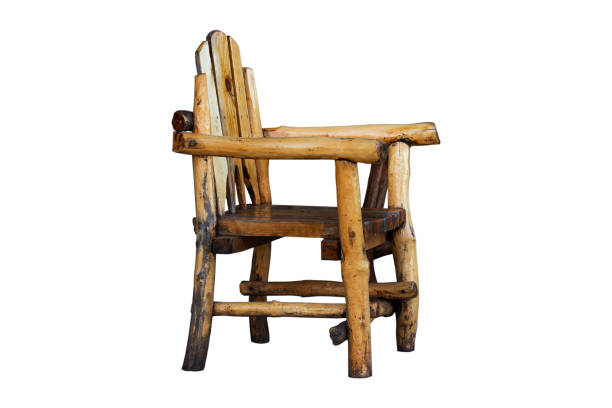 wooden homemade chair, isolate