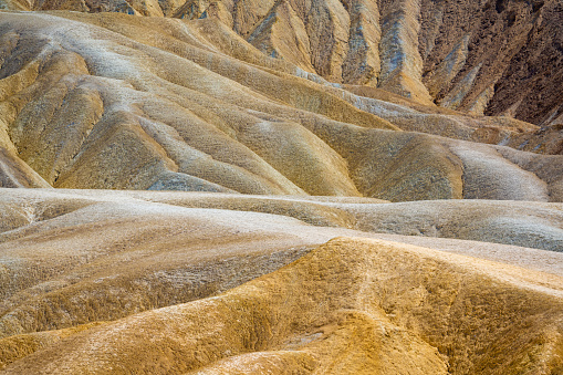 Dry landscape at Zabriskie Point in Death Valley National Park, California, USA. Seen a hot summer day.