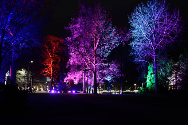 Järvenpää, Finlandia - 31 ottobre 2022: light in sight light event nel parco cittadino di Järvenpää, Finlandia - foto stock
