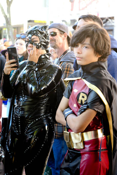Salem, MA, US. October 30, 2022: People visiting the annual Haunted Happenings event held during the month of October in celebration of the town's history of witch trials and Halloween.