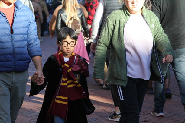 Salem, MA, US. October 30, 2022: People visiting the annual Haunted Happenings event held during the month of October in celebration of the town's history of witch trials and Halloween.