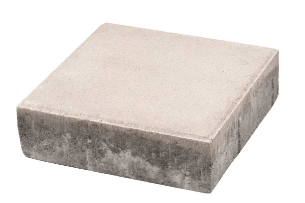 istock Paving tile on white isolate. Concrete paving slab in square shape on white background 1437959357