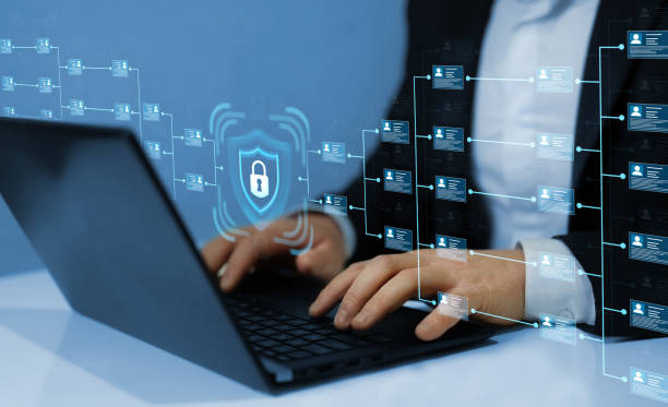 istock Corporate data management system and document management system with employee privacy.Employee confidentiality. Software for security, searching and managing corporate files and employee information. 1437959683