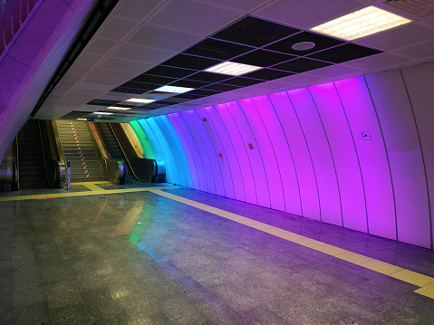 Rainbow Colored Metro Station, Colorful