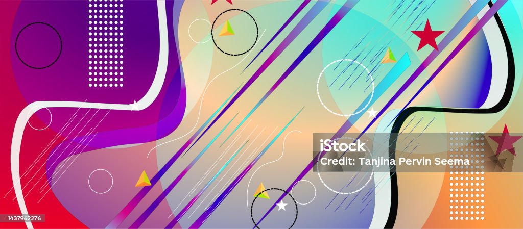 Abstrak Warnawarni Template Banner Dengan Warna Gradien Desain Bentuk