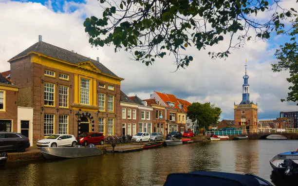Photo of Picturesque landscape with a view of the excise tower in the city of Alkmaar