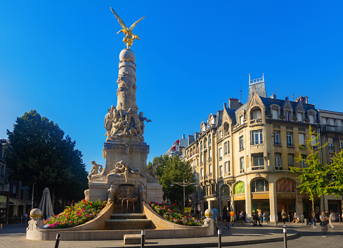 24th September 2022: Place des Jacobins fountain in the French city of Lyon. Work on the fountain started in 1881 and was completed in 1885. The famous square and fountain are within the older part of the city, with UNESCO World Heritage Site status.