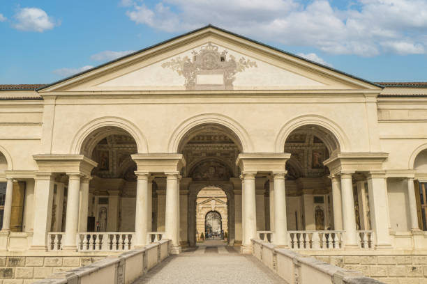 The beautiful facade of the famous Palazzo Te in Mantua stock photo