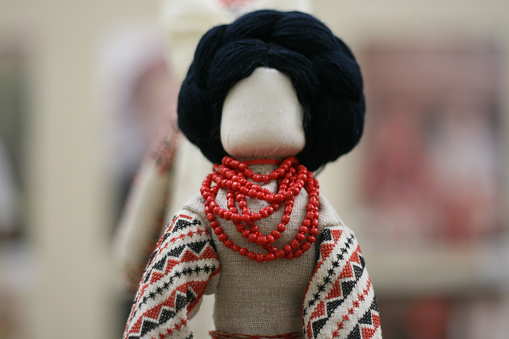 Doll motanka. Ukrainian amulet doll in national costume.